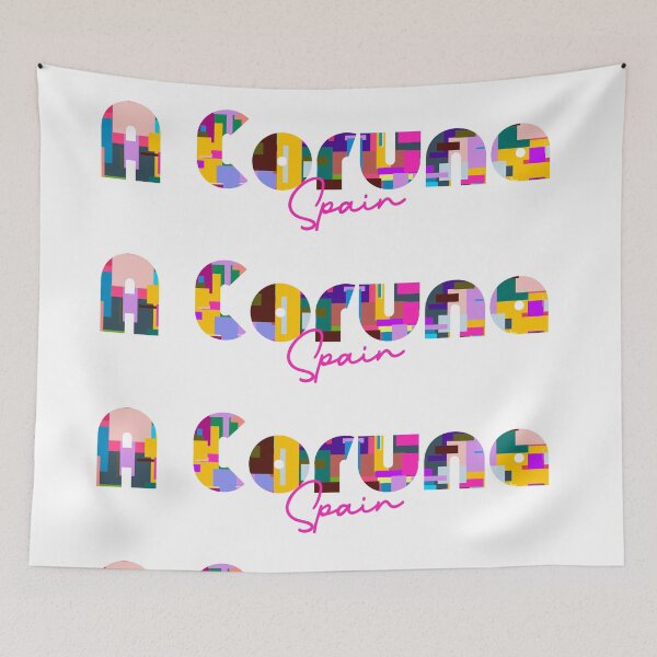 Item preview, A Coruña, Spain, Vibrant Abstract City Typography Art designed and sold by Wanderful-roads.