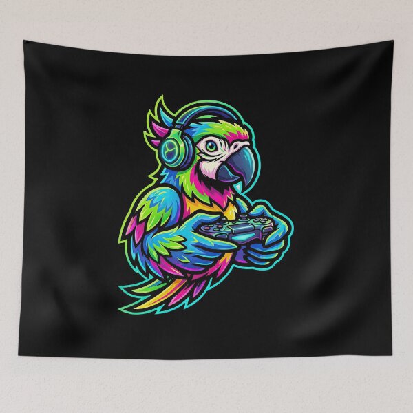 Item preview, Neon Gamer Parrot Mascot designed and sold by flagshiptee.