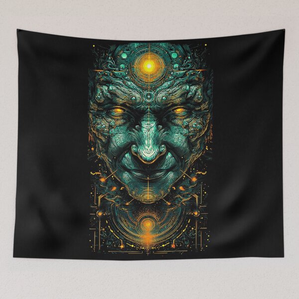Item preview, Cosmic Shaman – Psychedelic Cyber Portrait designed and sold by DarkSpaceVibes.