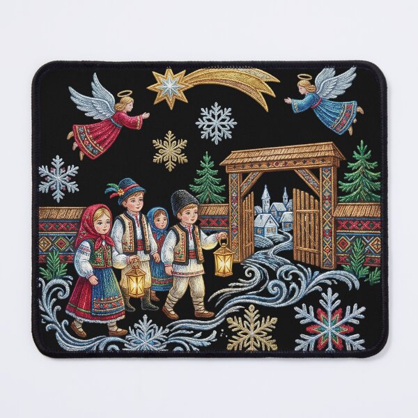 Item preview, Romanian Christmas Embroidery Fairy Tale – Traditional Folk Children, Angels & Winter Village designed and sold by Maximilianos.