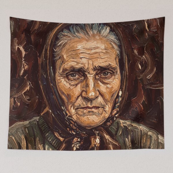Item preview, Old Woman with Brown Scarf After Van Gogh designed and sold by Vicky Brago-Mitchell®.