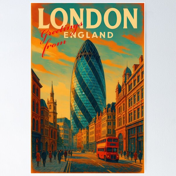 Item preview, Retro + Vintage Greetings from LONDON - THE GHERKIN designed and sold by Earth Celebration Designs.