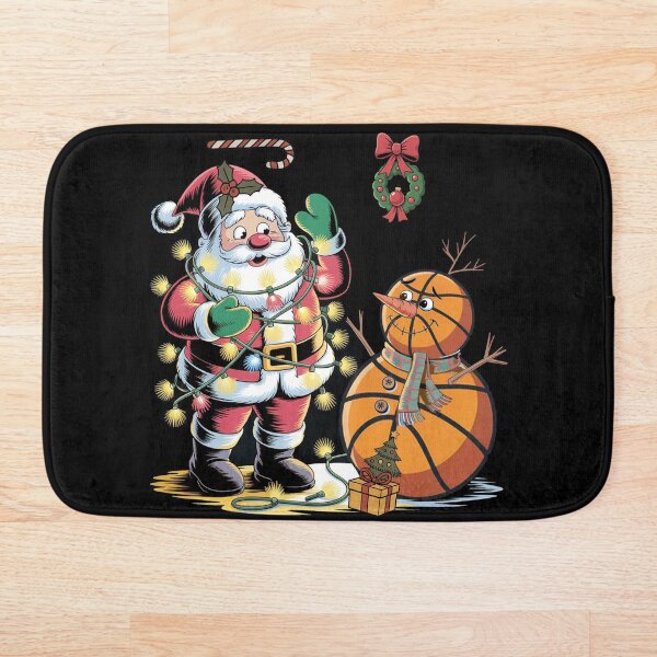 Aperçu de l'œuvre Basket-ball de Noël, bonhomme de neige et père Noël, pyjamas de Noël sportifs pour les fêtes créée et vendue par Brettgison.