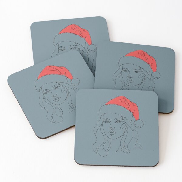 Item preview, Minimalist Continuous Line Art Woman Portrait with Santa Hat designed and sold by VibeNationArt.