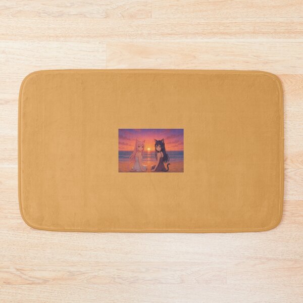 Item preview, Sunset Serenity – Two Anime Catgirls at the Beach designed and sold by Anilabart.