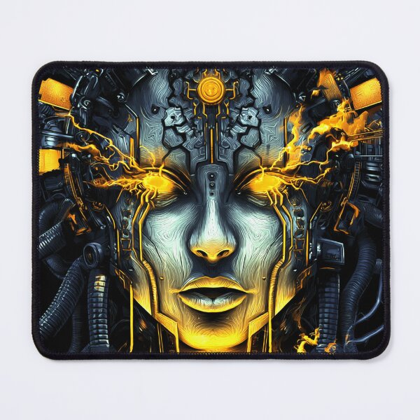 Item preview, Neon Mecha Goddess – Cyberpunk Techno Spirit designed and sold by DarkSpaceVibes.