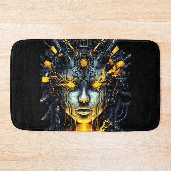 Item preview, Neon Mecha Goddess – Cyberpunk Techno Spirit designed and sold by DarkSpaceVibes.