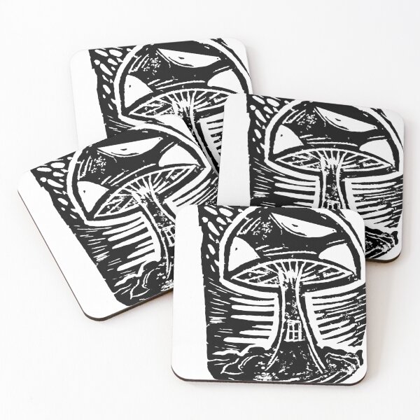 Item preview, Stary Night Mushroom Blockprint designed and sold by ShineOn190.