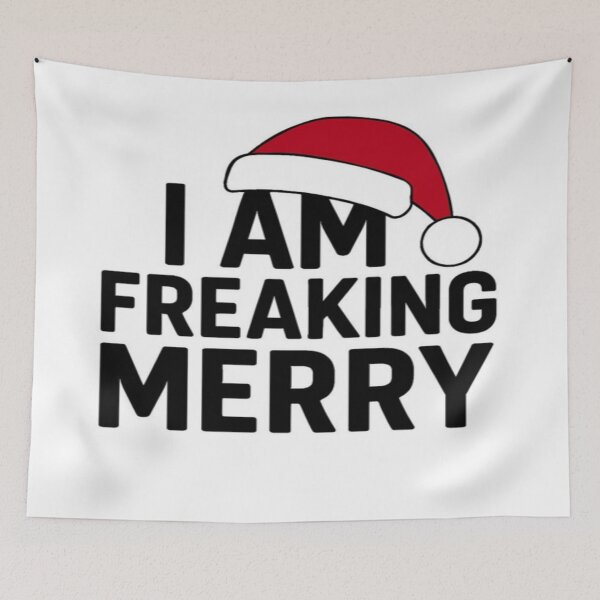 Item preview, I Am Freaking Merry – Funny Christmas Quote with Santa Hat Holiday Typography Design designed and sold by Bright Nest Studio.