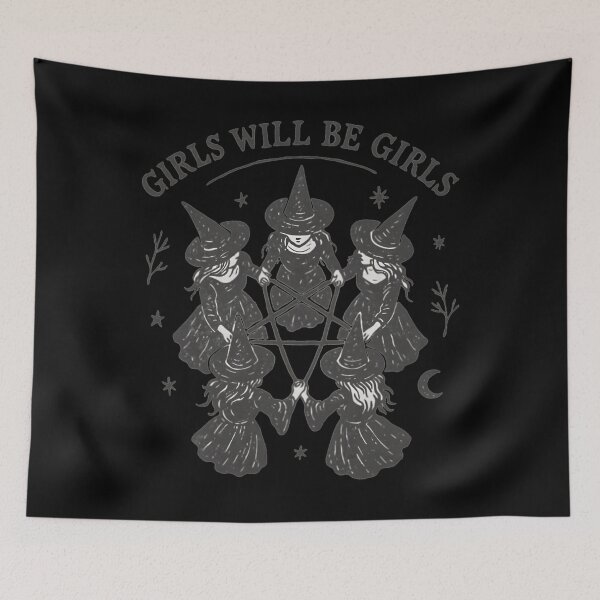 Item preview, Girls Will Be Girls Feminist Witch Circle designed and sold by SofiaCostaGomes.