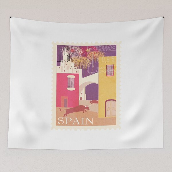 Item preview, Spain Bull Run Travel Vintage Postage Stamp designed and sold by red-amber65.