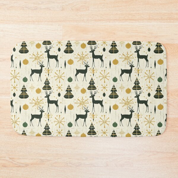 Item preview, Retro Reindeer, Christmas Trees and Ornaments in Black & Gold on Cream – All is Yule designed and sold by The Print Parlor.