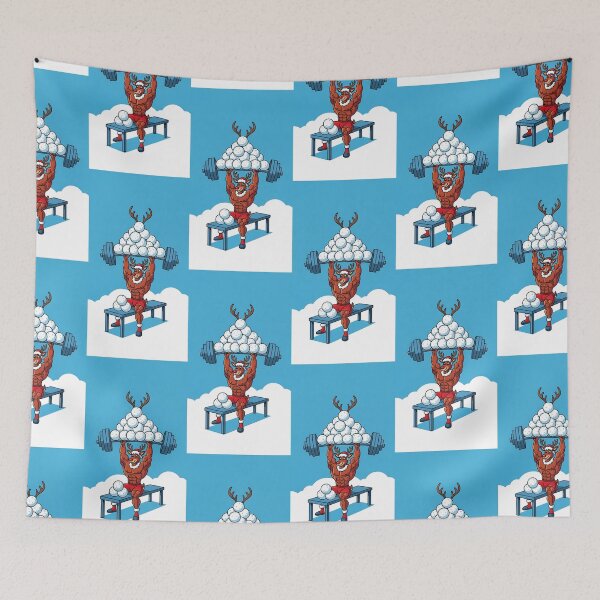 Item preview, Funny Reindeer Doing Snowball Bench Press designed and sold by Itsheartshop.
