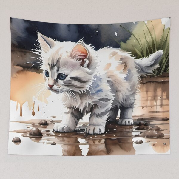 Item preview, Cute Kitten in Puddle designed and sold by CalmnessbyChoice.