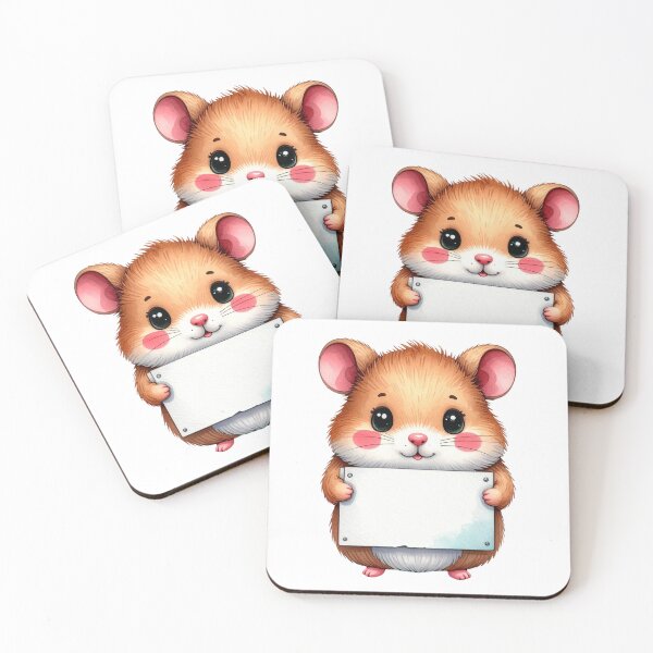 Item preview, Cute Chibi Hamster Holding Blank Sign Watercolor Art designed and sold by takeng07.