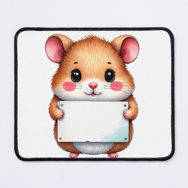Item preview, Cute Chibi Hamster Holding Blank Sign Watercolor Art designed and sold by takeng07.