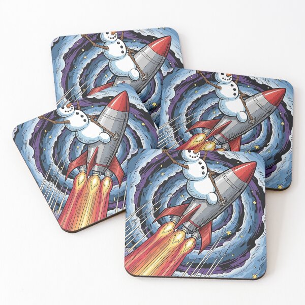 Item preview, Retro Space Snowman On Rocket designed and sold by Itsheartshop.