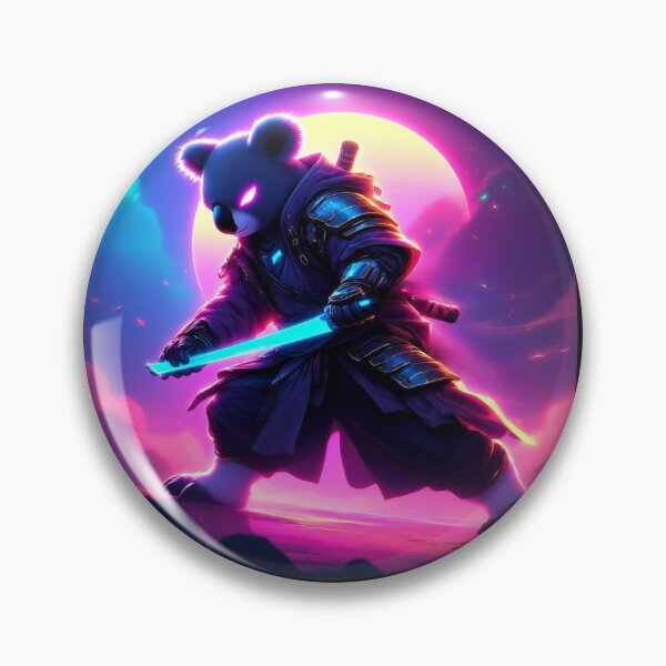 Artikelvorschau, Neonfarbener Cyber-Ninja-Koala in Samurai-Rüstung mit leuchtendem Katana entworfen und verkauft von SweetRossel.