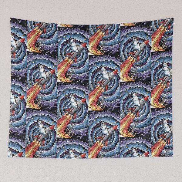 Item preview, Retro Space Snowman On Rocket designed and sold by Itsheartshop.