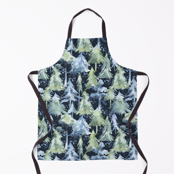 Item preview, Watercolor Winter Forest Pattern on Dark Blue designed and sold by Flowersforbear.