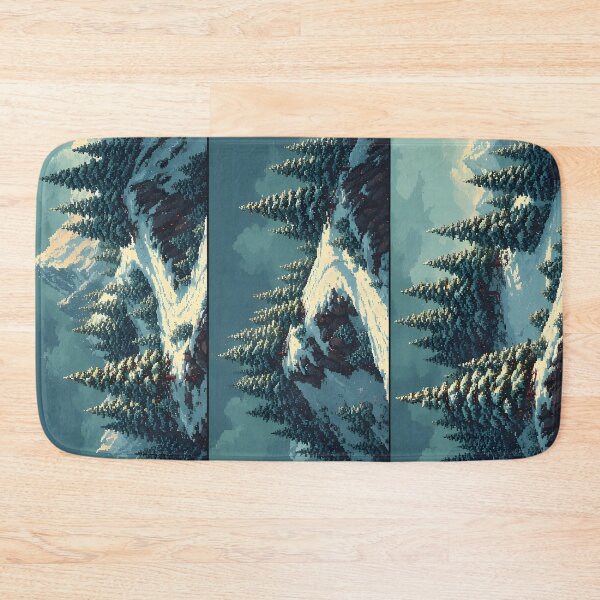 Item preview, Pixel art winter landscape with snow-covered mountains and trees designed and sold by Mianku | Für das Leben.