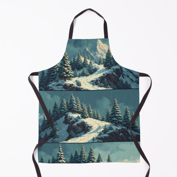 Item preview, Pixel art winter landscape with snow-covered mountains and trees designed and sold by Mianku | Für das Leben.