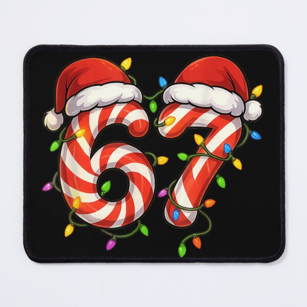 Item preview, Festive Number Sixty Seven Candy Cane Christmas Lights Santa Hat Art designed and sold by StanaLuis.