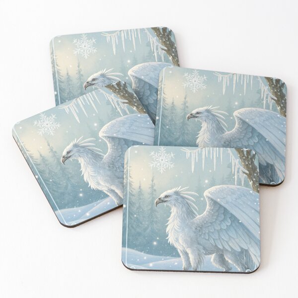 Item preview, White Griffin of Winterlands | Mythical Snow Creature Digital Artwork designed and sold by AIfolklore.