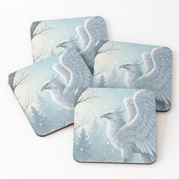 Item preview, Elder White Griffin of Winterlands | Mythical Snow Creature Digital Artwork designed and sold by AIfolklore.