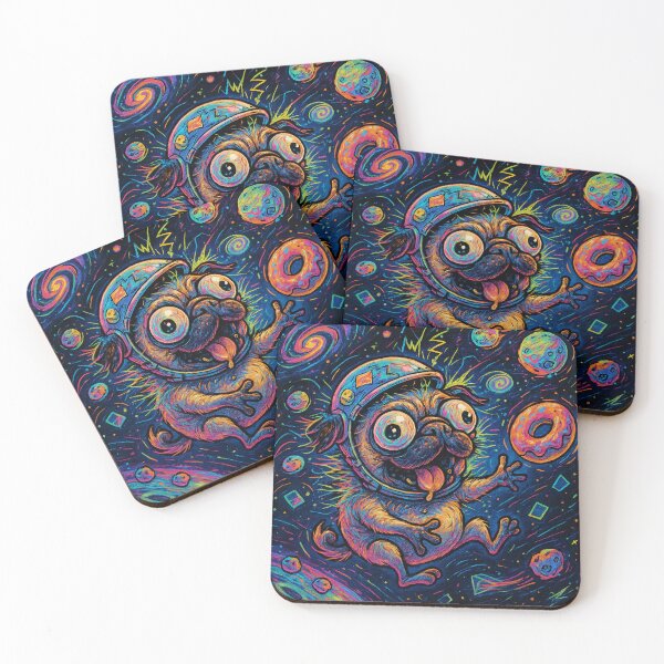 Item preview, Cosmic Psycho Pug Astronaut – Neon Space Chaos Illustrations designed and sold by Darlin8888.