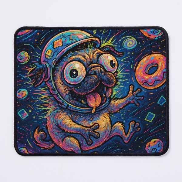 Item preview, Cosmic Psycho Pug Astronaut – Neon Space Chaos Illustrations designed and sold by Darlin8888.