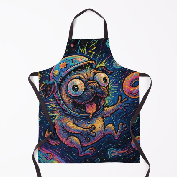 Item preview, Cosmic Psycho Pug Astronaut – Neon Space Chaos Illustrations designed and sold by Darlin8888.