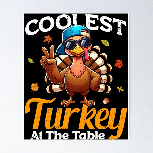 Item preview, Coolest Day Turkey At Table Vintage Thankful Turkey Happy designed and sold by GeoroSturgis.