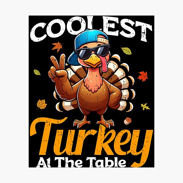 Item preview, Coolest Day Turkey At Table Vintage Thankful Turkey Happy designed and sold by GeoroSturgis.
