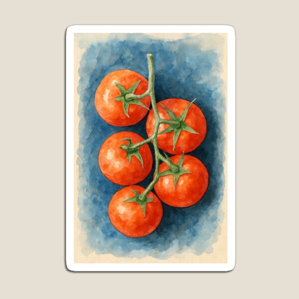 Item preview, Watercolor Cherry Tomatoes on Blue – Artistic Food Illustration designed and sold by Pacika.