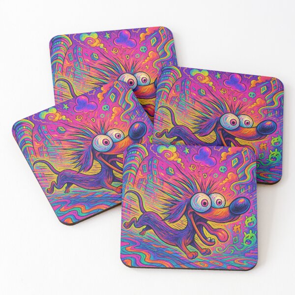 Item preview, Psychedelic Dachshund Adventure – Neon Crazy Running Dog designed and sold by Darlin8888.