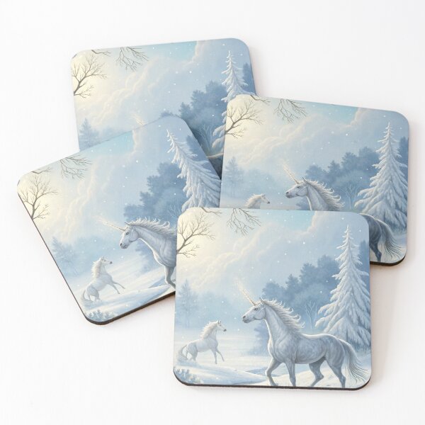 Item preview, Unicorn in Frost Landscape | Majestic Winter Fantasy Digital Artwork designed and sold by AIfolklore.