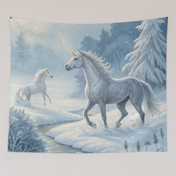 Item preview, Unicorn in Frost Landscape | Majestic Winter Fantasy Digital Artwork designed and sold by AIfolklore.
