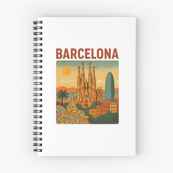 Item preview, Barcelona Sunset Vintage Cityscape designed and sold by portokalis.