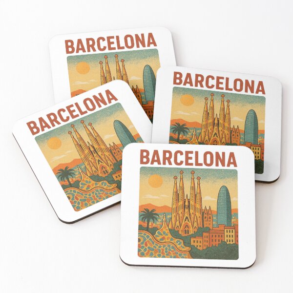 Item preview, Barcelona Sunset Vintage Cityscape designed and sold by portokalis.