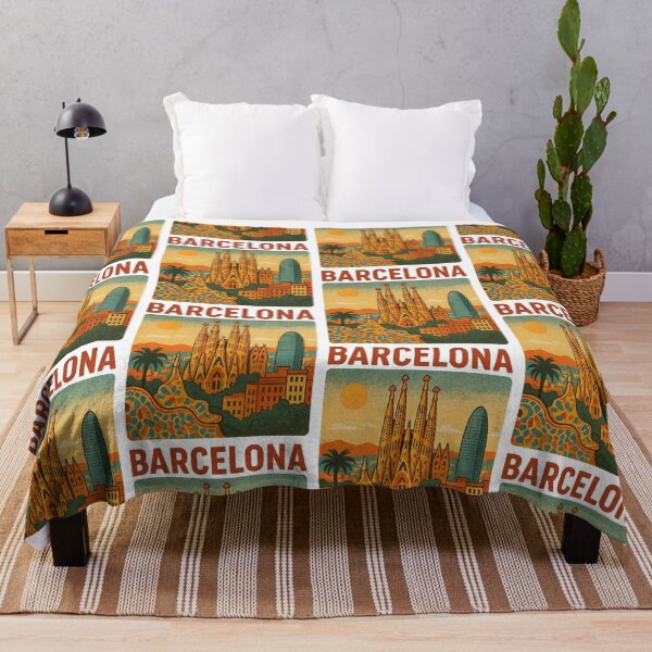 Item preview, Barcelona Sunset Vintage Cityscape designed and sold by portokalis.