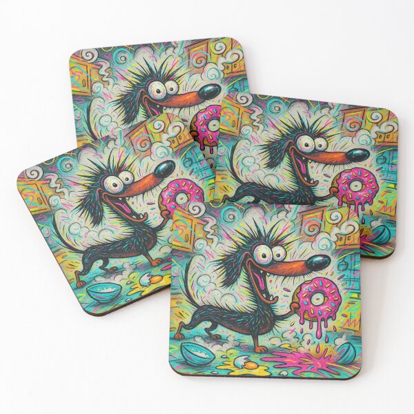 Item preview, Psychedelic Dachshund in a Donut Chaos – Crazy Colorful Cartoon Art designed and sold by Darlin8888.
