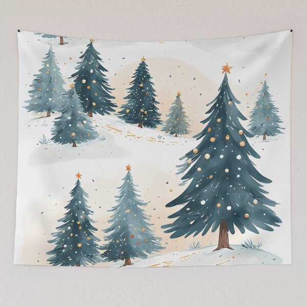 Item preview, Wintery Christmas trees on a snowy hill designed and sold by Mianku | Für das Leben.