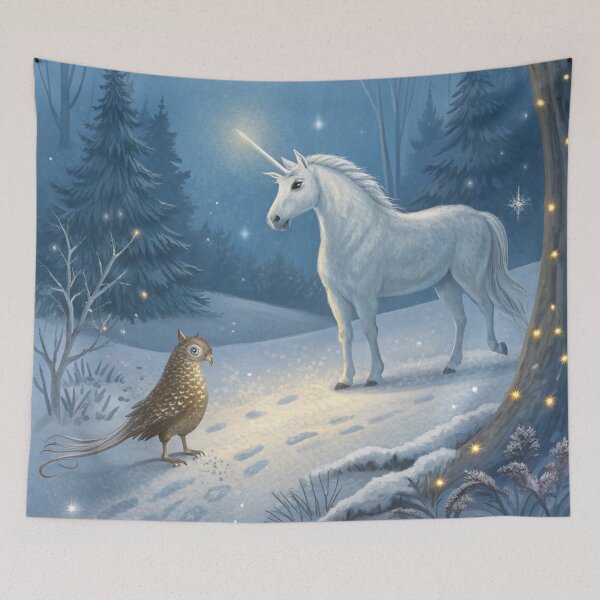 Item preview, Unicorn in Frost Landscape | Majestic Winter Fantasy Digital Artwork designed and sold by AIfolklore.