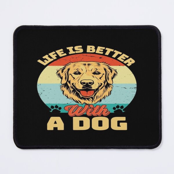 Item preview, Life Is Better With a Dog – Retro Golden Retriever Design with Paw Prints and Vintage Colors designed and sold by Bright Nest Studio.
