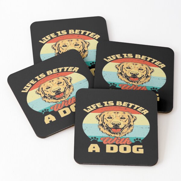 Item preview, Life Is Better With a Dog – Retro Golden Retriever Design with Paw Prints and Vintage Colors designed and sold by Bright Nest Studio.