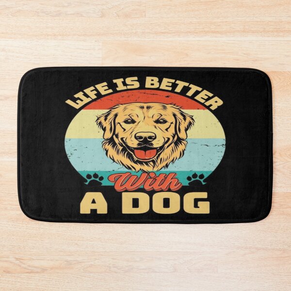 Item preview, Life Is Better With a Dog – Retro Golden Retriever Design with Paw Prints and Vintage Colors designed and sold by Bright Nest Studio.