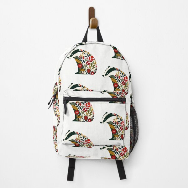 Item preview, Floral Badger with Botanical Patterns – Scandinavian Folk Art by heidiannemorris © designed and sold by FOLK ART FUSION by heidiannemorris.