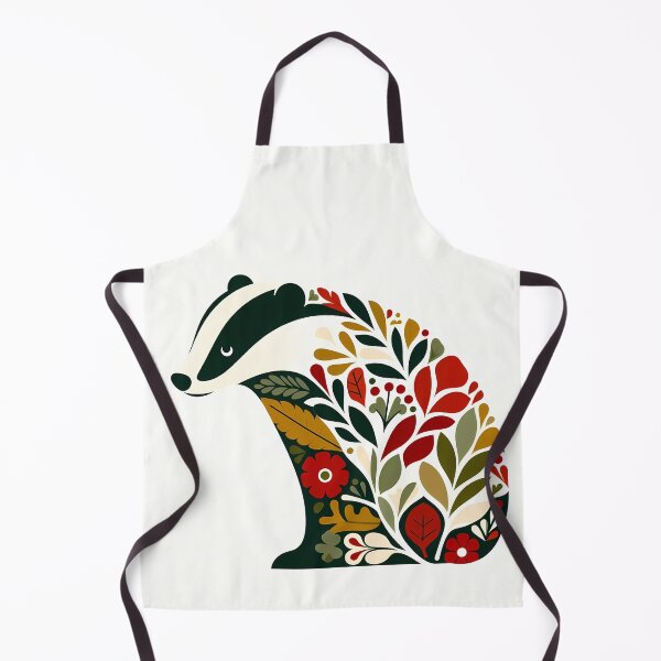 Item preview, Floral Badger with Botanical Patterns – Scandinavian Folk Art by heidiannemorris © designed and sold by FOLK ART FUSION by heidiannemorris.