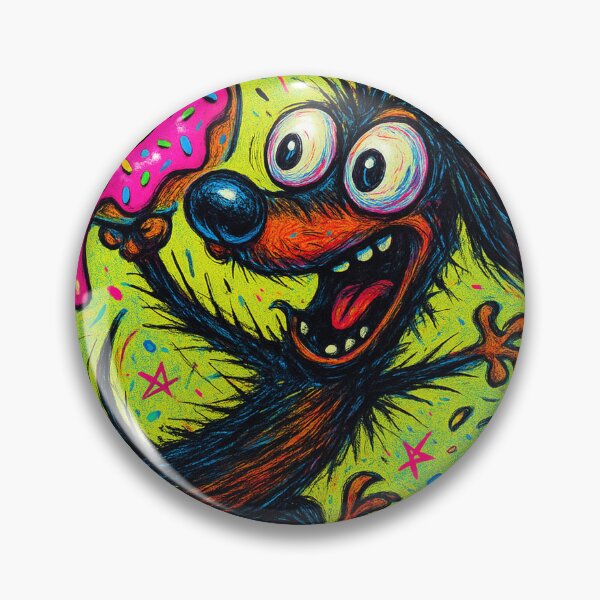 Item preview, Chaotic Dachshund Donut Frenzy – Psychedelic Cartoon Dog Art designed and sold by Darlin8888.